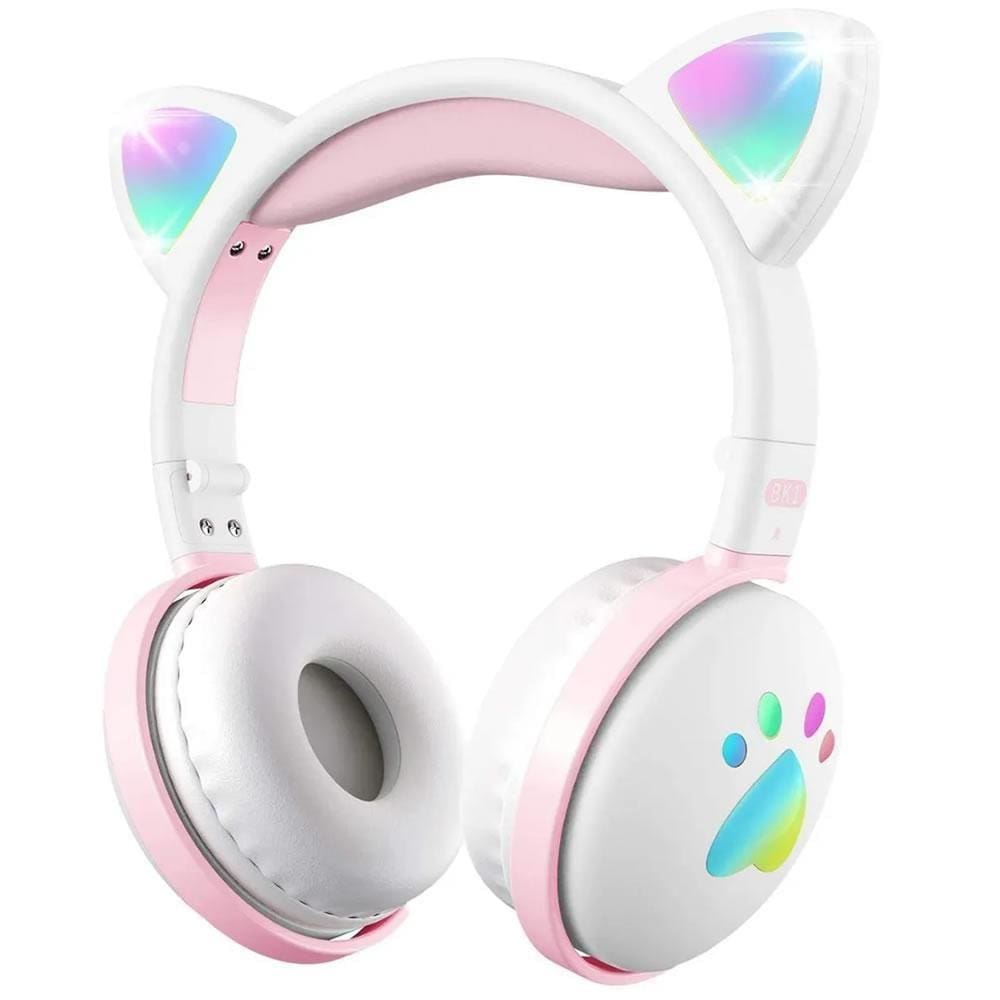 Fone Ouvido Bluetooth Gatinho Sem Fio Com Iluminação Led