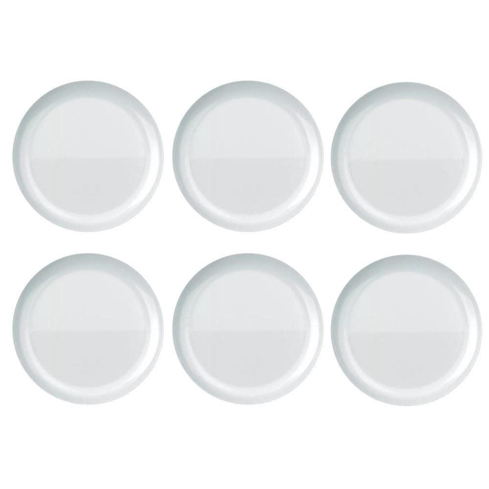 Kit 6 Prato Raso Opaline Blanc Redondo Duralex Vidro Branco