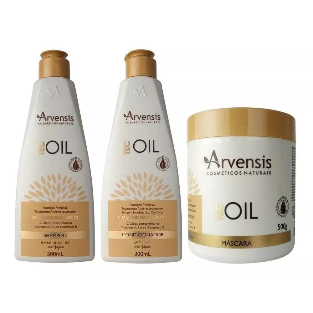 Kit Arvensis Tec Oil Shampoo + Condicionador + Máscara 500G