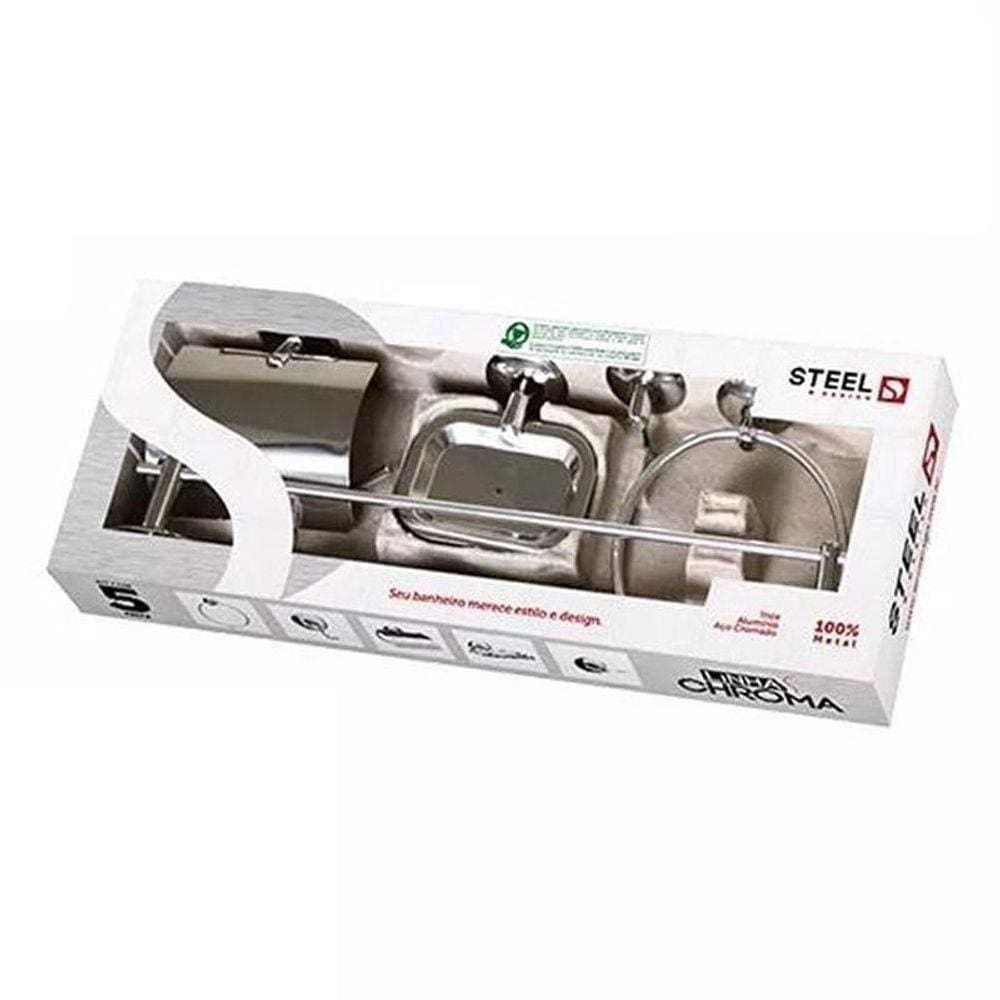 Kit Para Banheiro Chroma 5 Peças - Steel Design