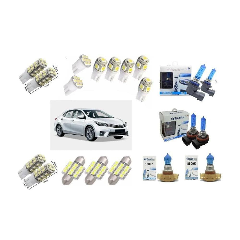 Kit Lâmpadas Led Corolla 2015 2016 2017 Pingo Teto Placa Ré