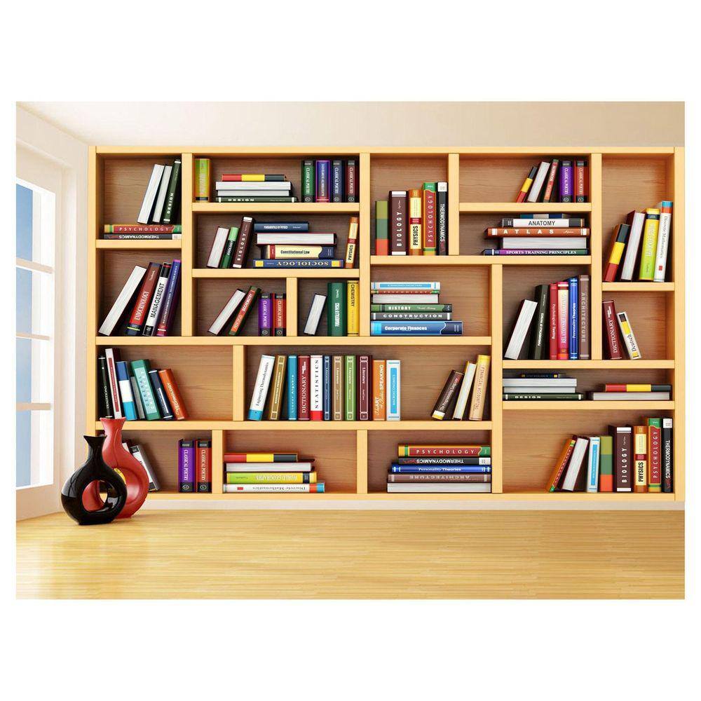 Papel De Parede 3D Estante De Livros Fundo Vídeo 3,5M Est08