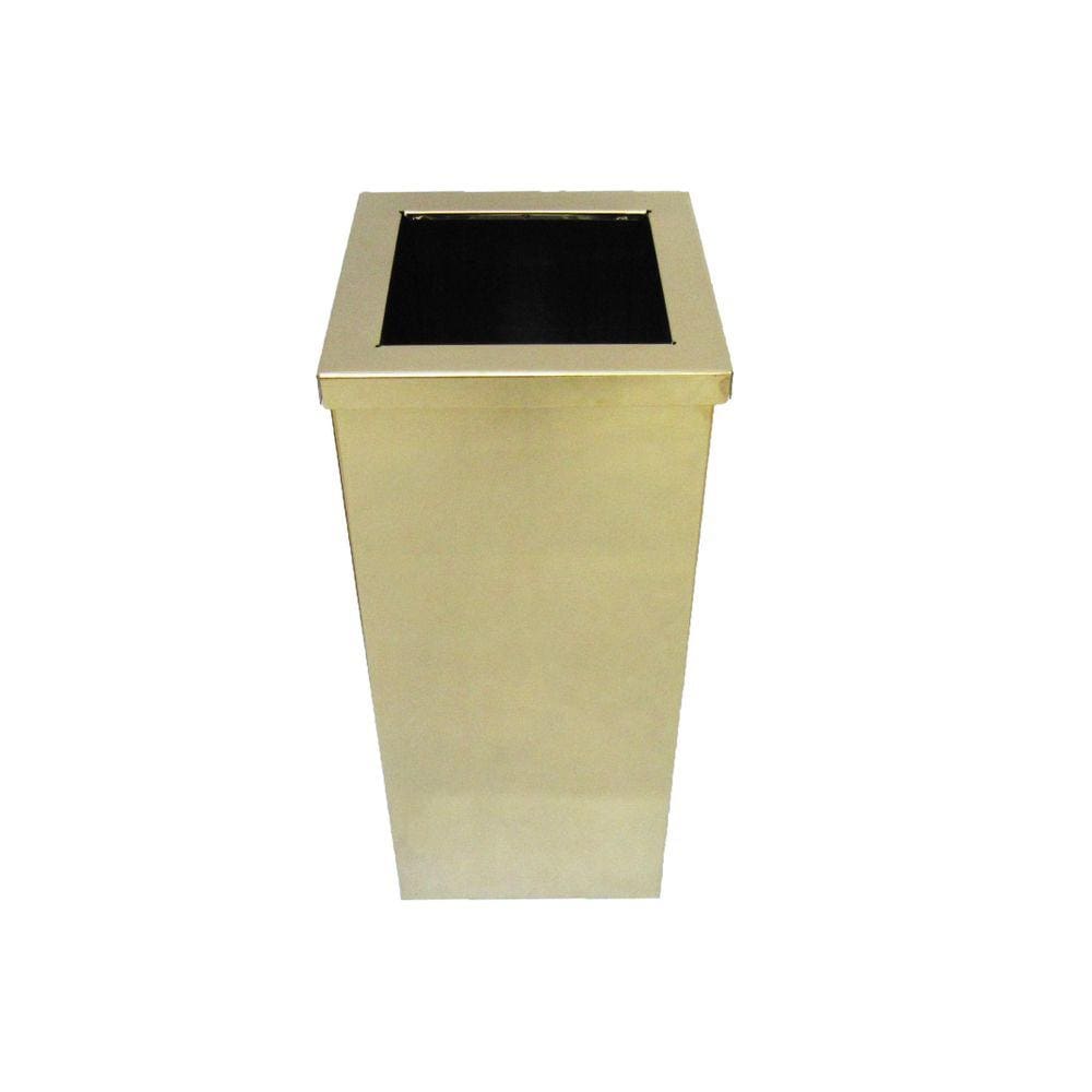 Lixeira Quadrada Dourada Em Aço Inox Com Aro 30L - By Fineza
