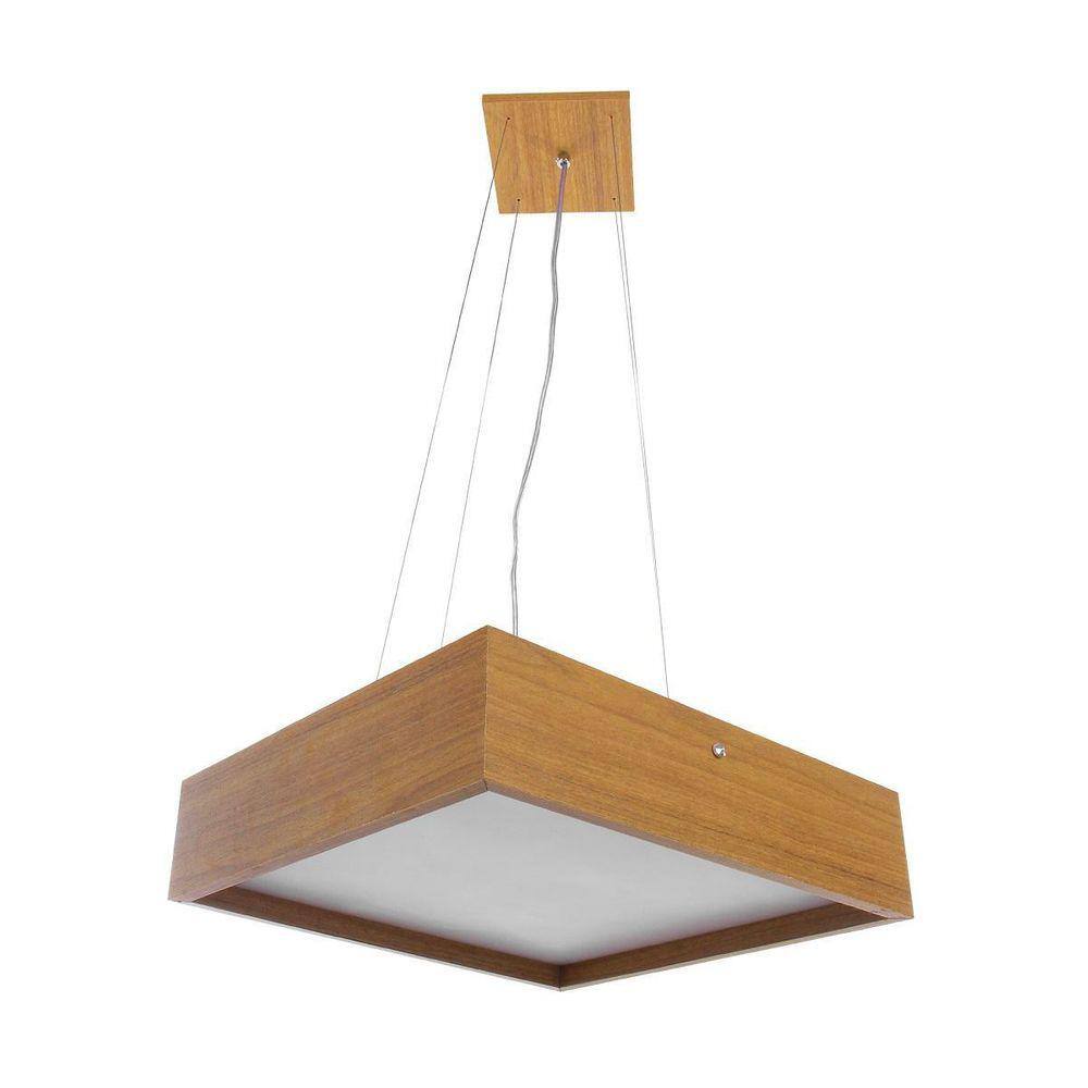 Lustre Pendente Adrilustres Em Madeira Quadrado Freijó 25cm