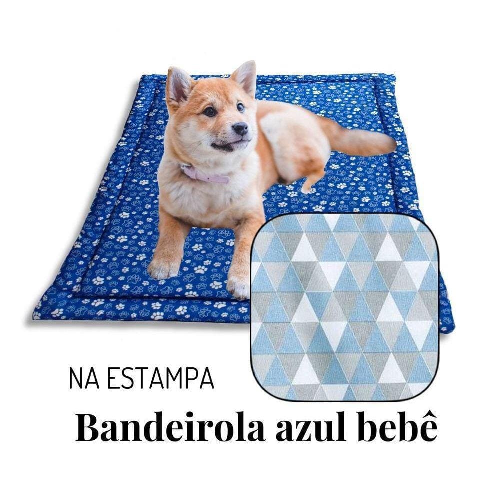 Colchonete Cama Pet Porte Médio 80X60 Impermeável - B. Azul