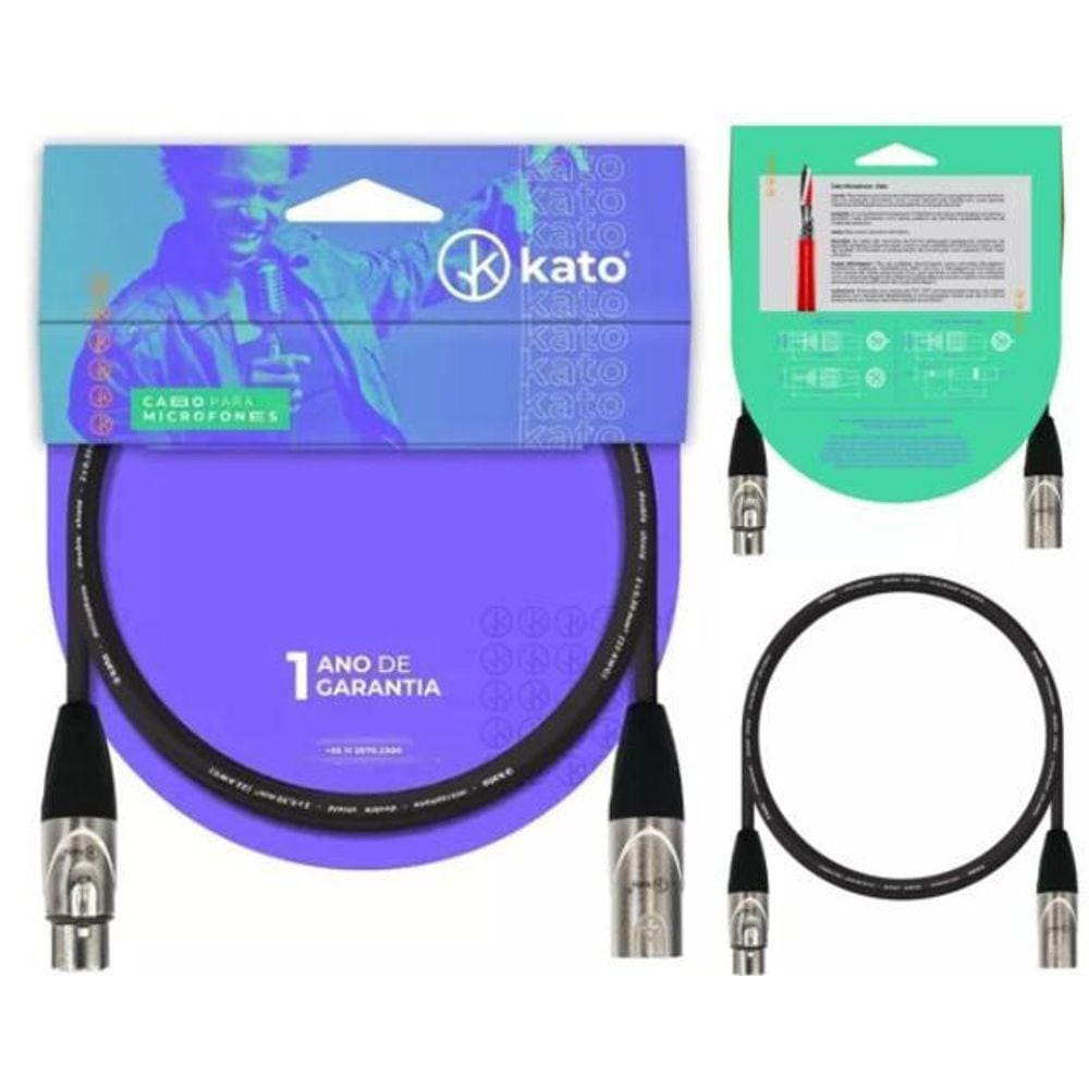 Cabo De Microfone Balanceado Kato - Xlr / Xlr - 5M - 4Pçs