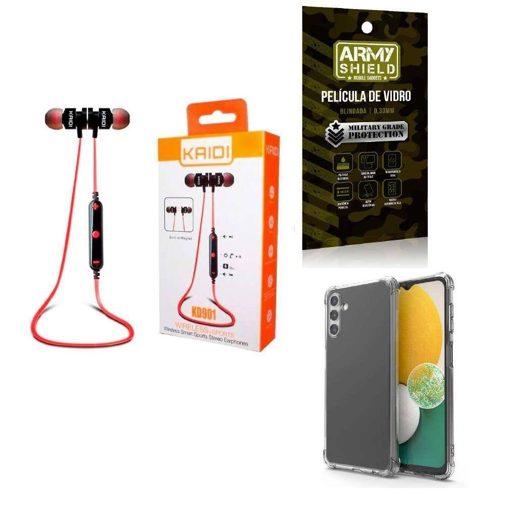 Kit Capa Samsung A13 5G + Fone Esportivo E Película De Vidro