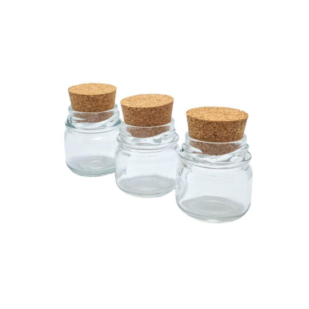 15 Potes De Vidro 40Ml Com Tampa Rolha Cortiça
