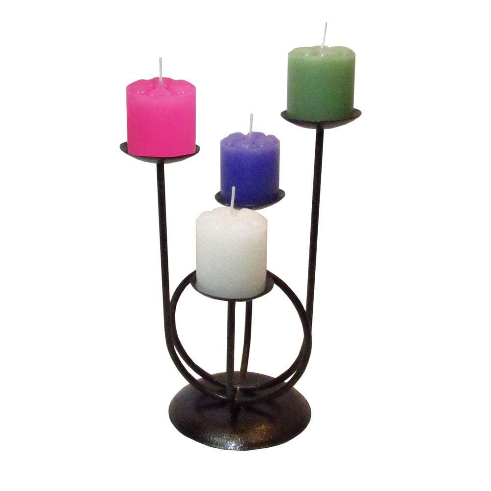 Castiçal 4 Aros Coroa Advento 4 Velas Candelabro Cores 2