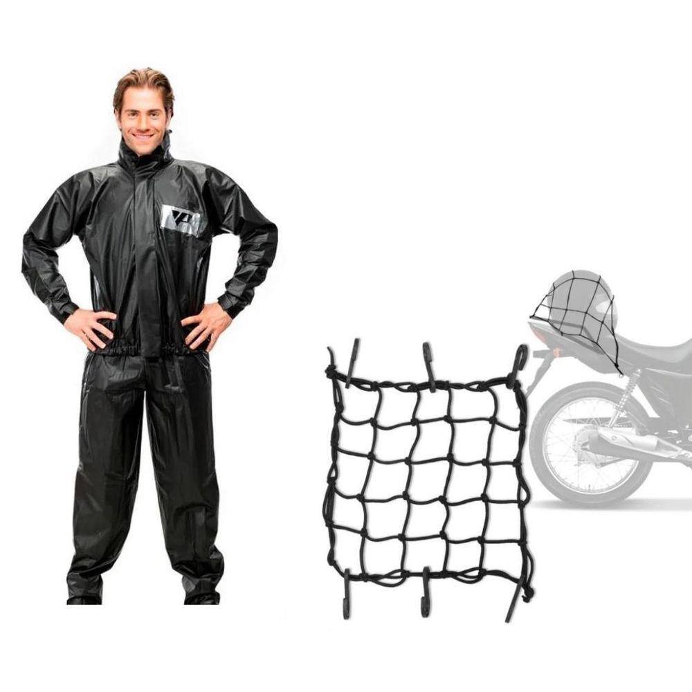 Capa De Chuva Motoqueiro Pantaneiro Pvc P + Elastico Aranha