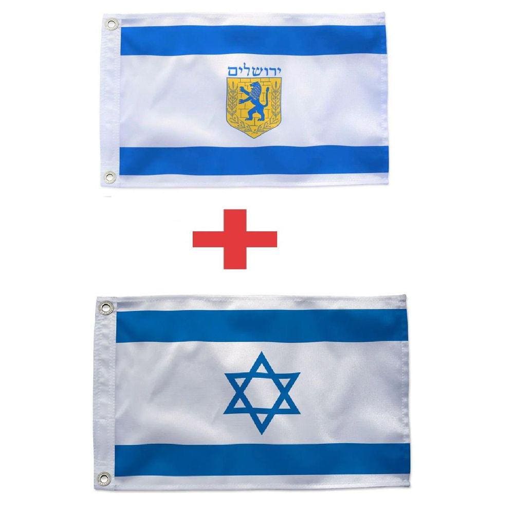 Kit Bandeira Israel E Jerusalém  60X 90Cm