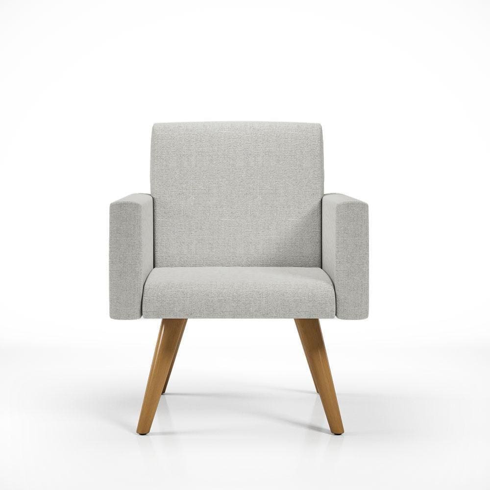 Poltrona Decorativa Cadeira Escritório Recepção Tecido Linho