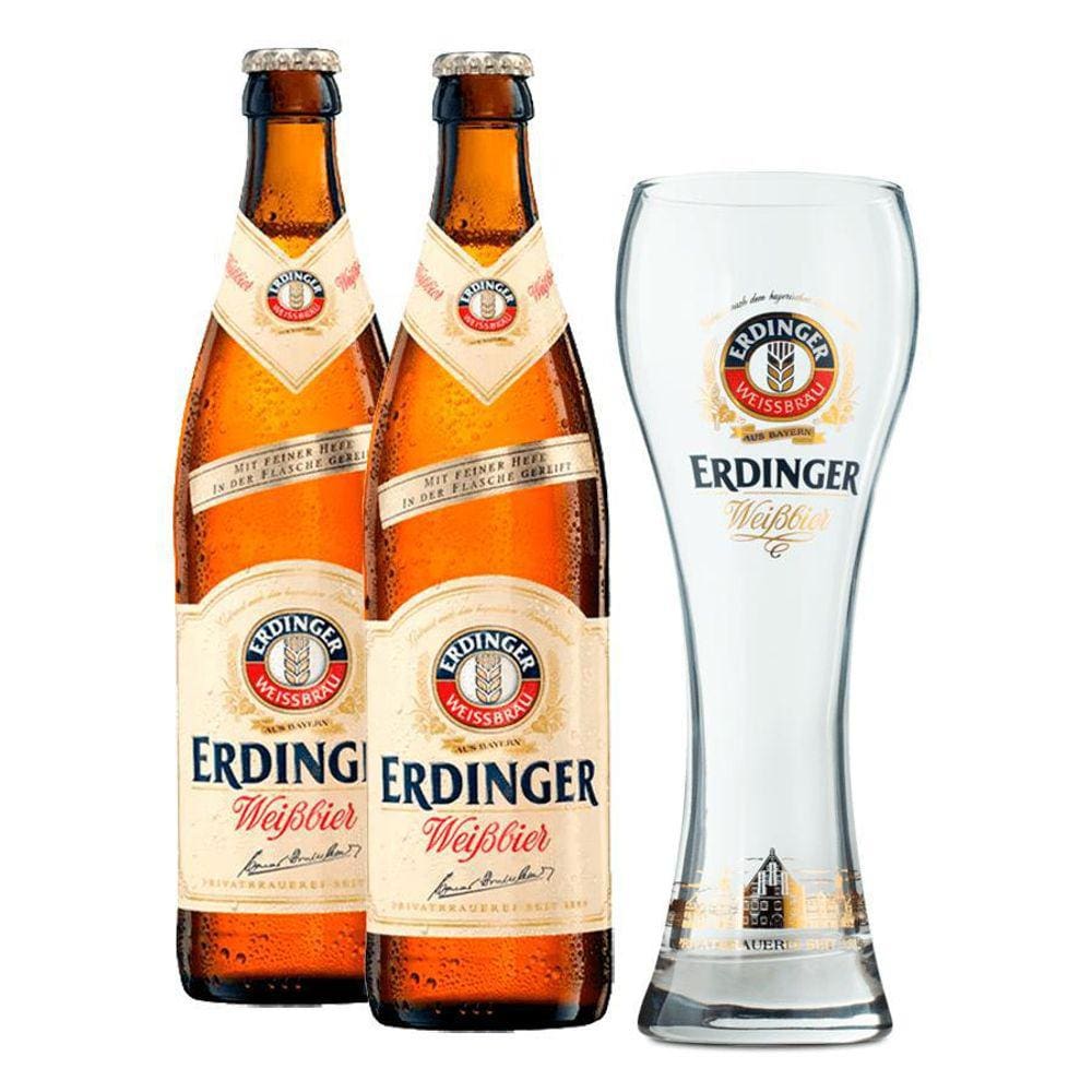 Cerveja Erdinger Weissbier 500Ml 2 Unidades + Copo Erdinger