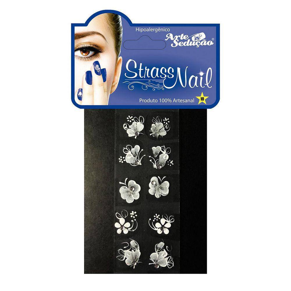 Kit 1.000 Adesivos Unhas Strass Nail, Artesanal, Branquinho