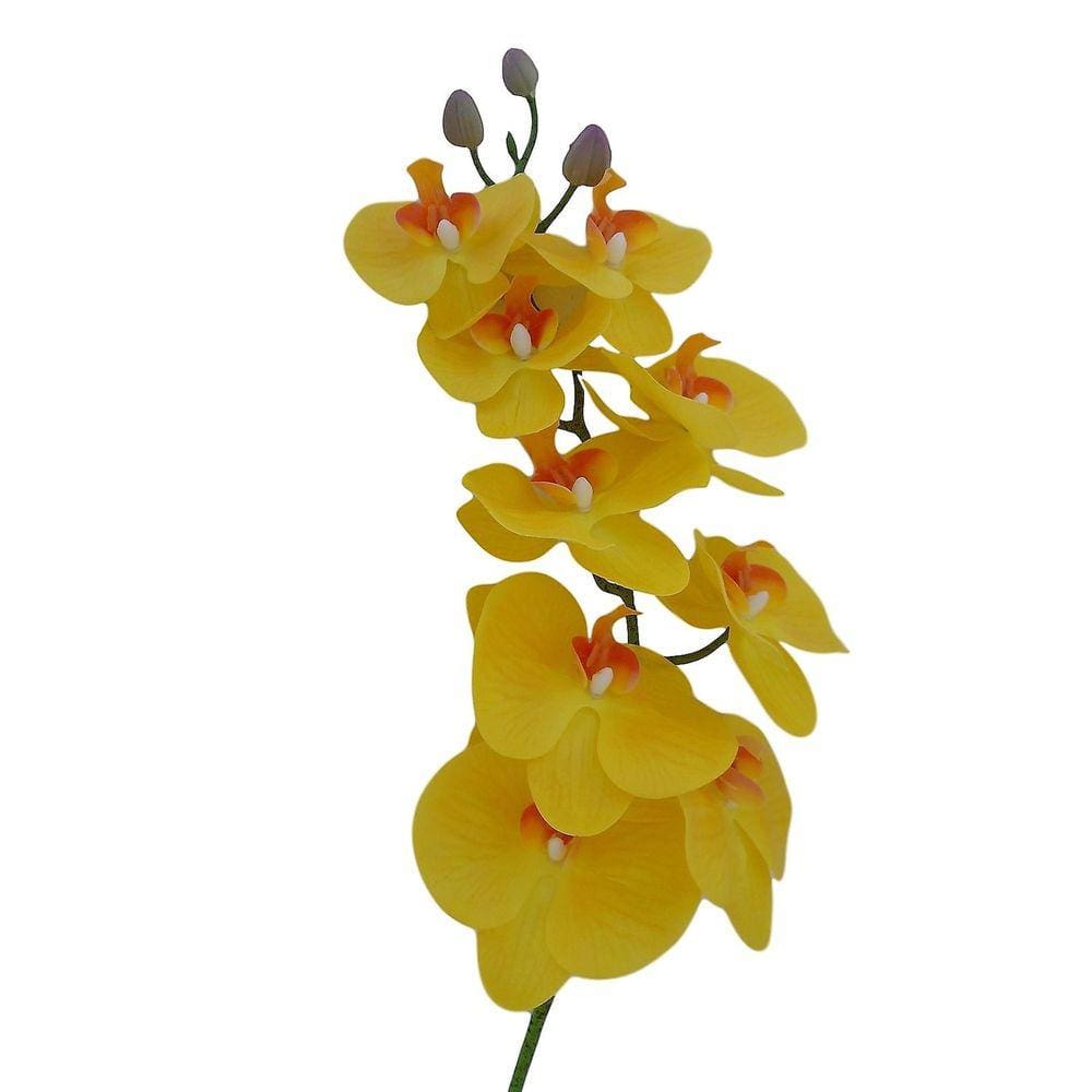 Kit 3 hastes de Orquídeas amarelas artificiais em silicone
