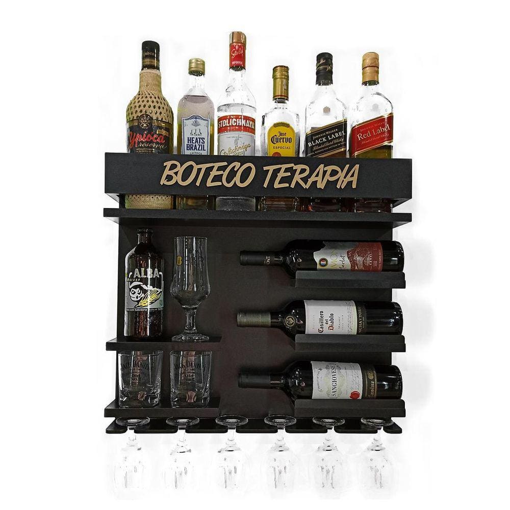 Barzinho Adega Parede - Boteco Terapia - 54 X 51 Preto
