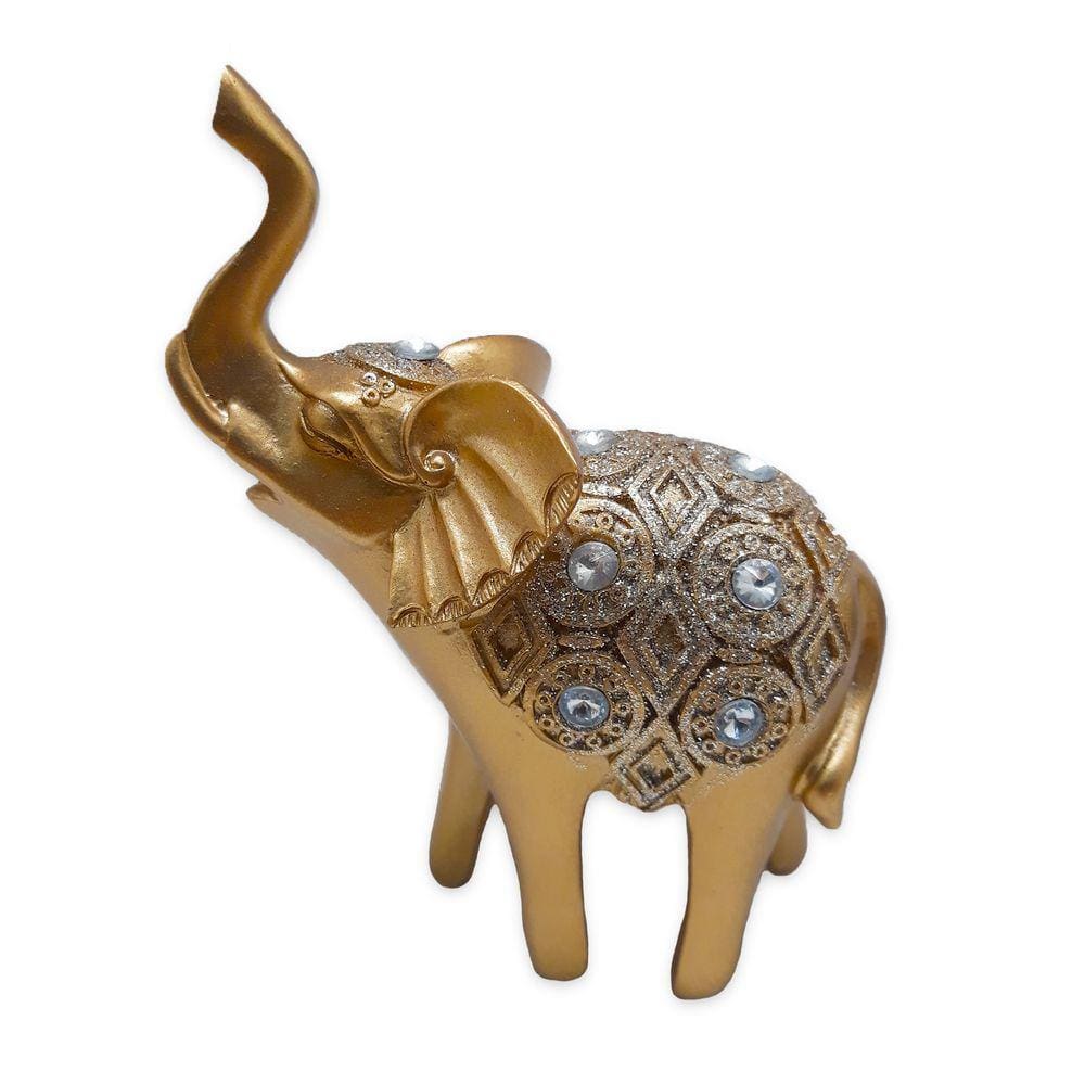 Elefante da Alegria e Prosperidade Dourado Bandeja Espelhada