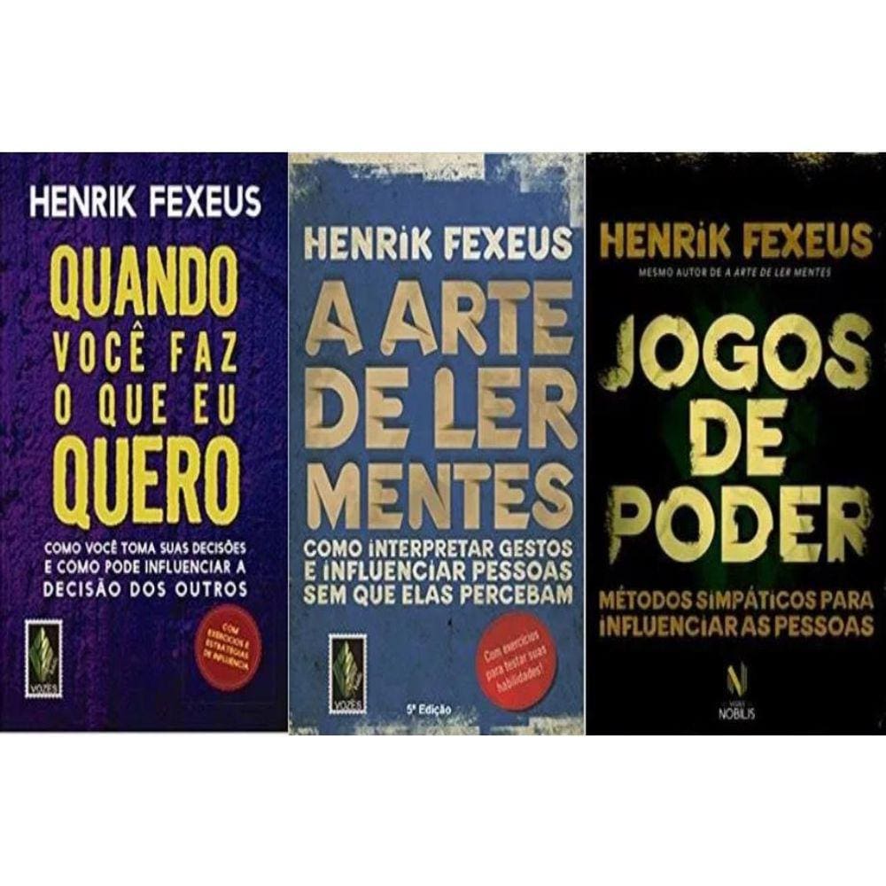 Kit 3 Livros Henrik Fexeus A Arte De Ler Mentes Jogos Poder