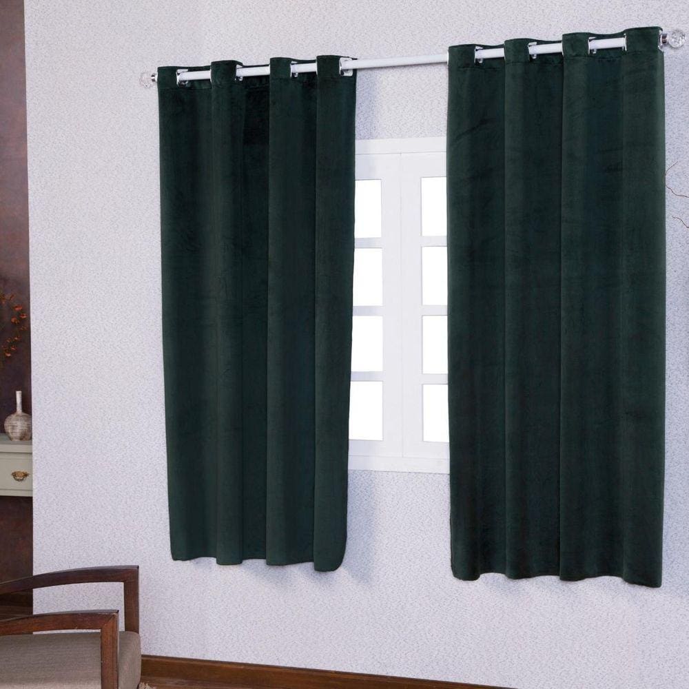 Cortina 5 Metros X 2,50Cm Suede Aveludado Quarto - Verde