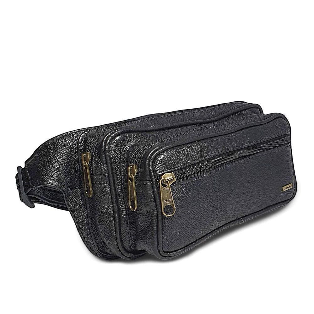 Pochete Grande Masculina De Couro Espaçosa 4 Bolsos