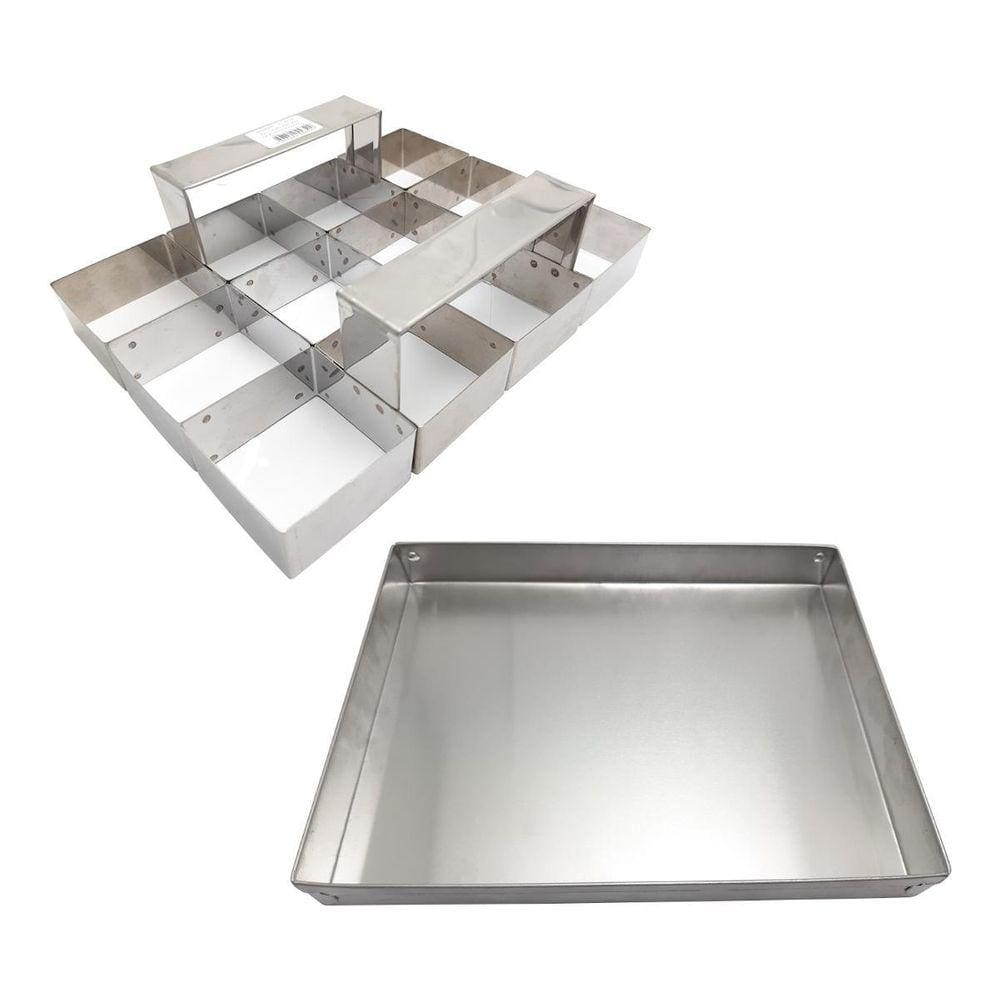 Kit Aro Cortador De 6Cm 12 Cav + Assadeira Para Brownie Inox