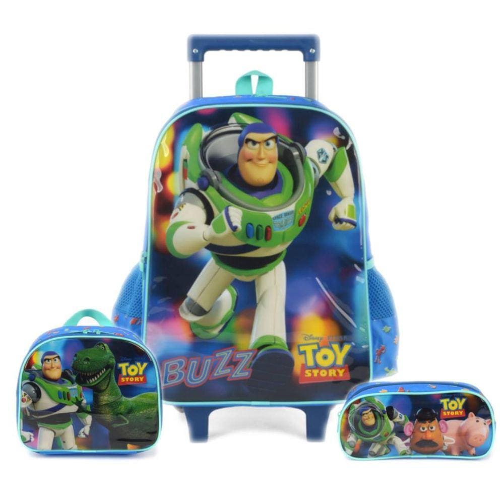 Mochila Toy Story De Rodas Escolar Buzz Com Lancheira Estojo