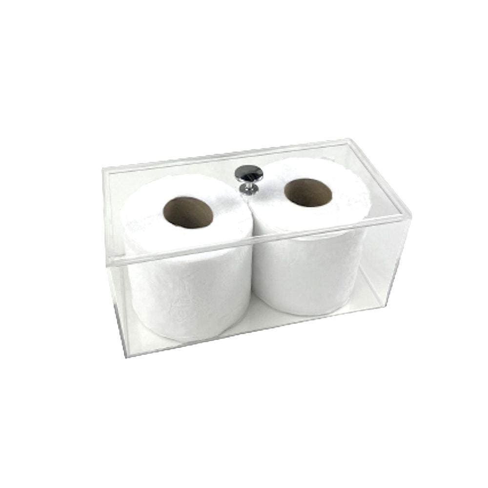 Porta Papel Higienico De Bancada Em Acrilico Para 2 Rolos
