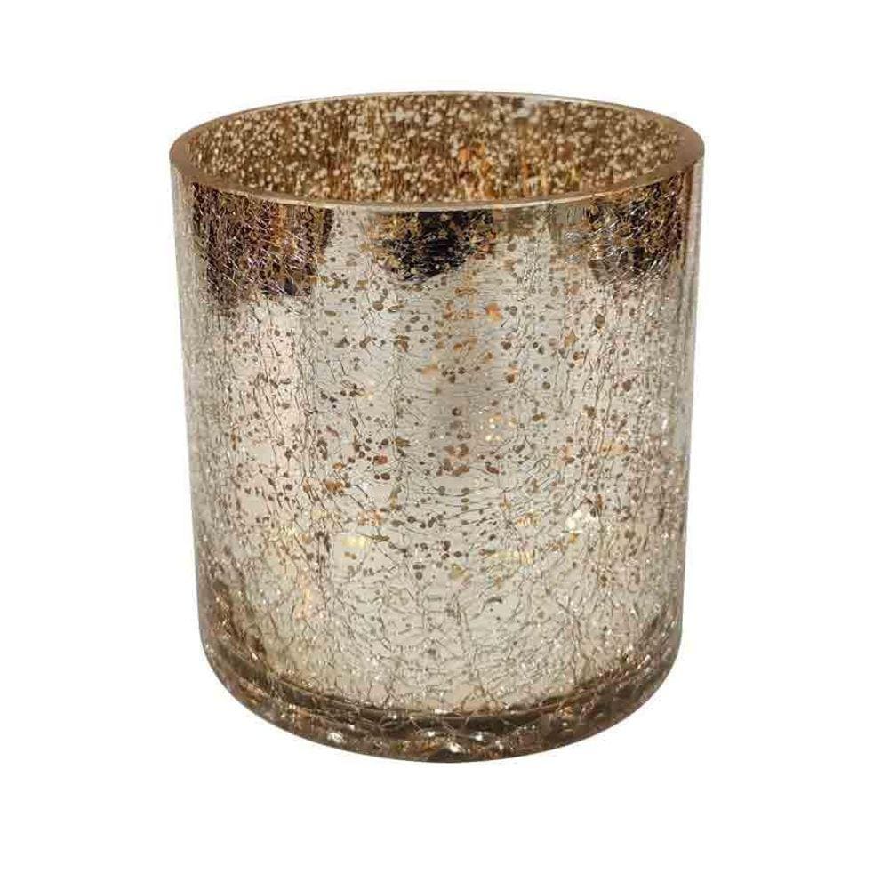 Vaso De Vidro Gold Metálico 12X12X12Cm