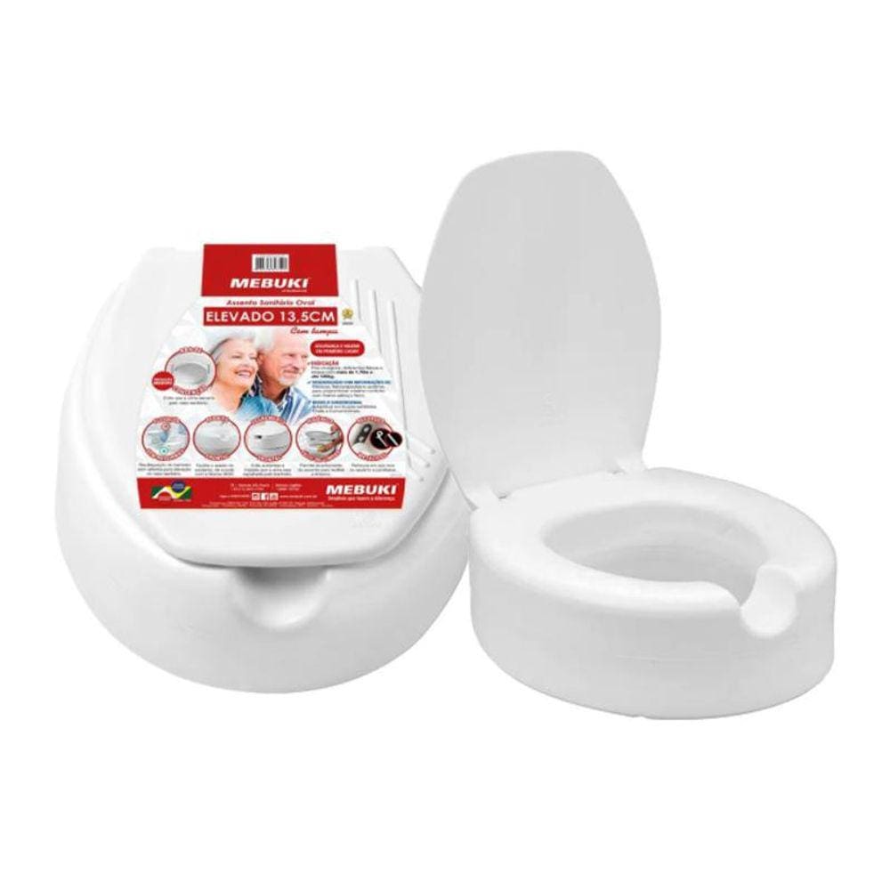 Assento De Vaso Elevado 13,5 Com Tampa Para Idosos E Deficie