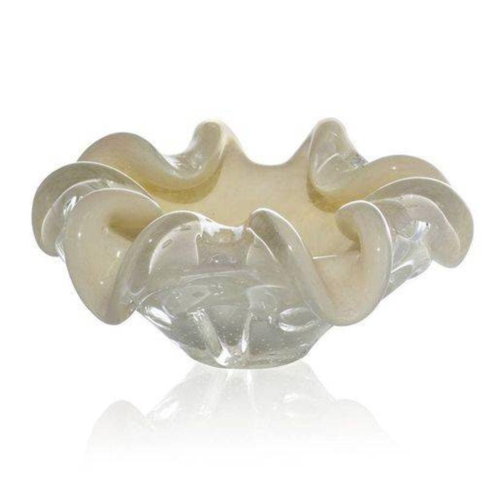 Centro De Mesa Murano Cristal Sao Marcos Branco Perola
