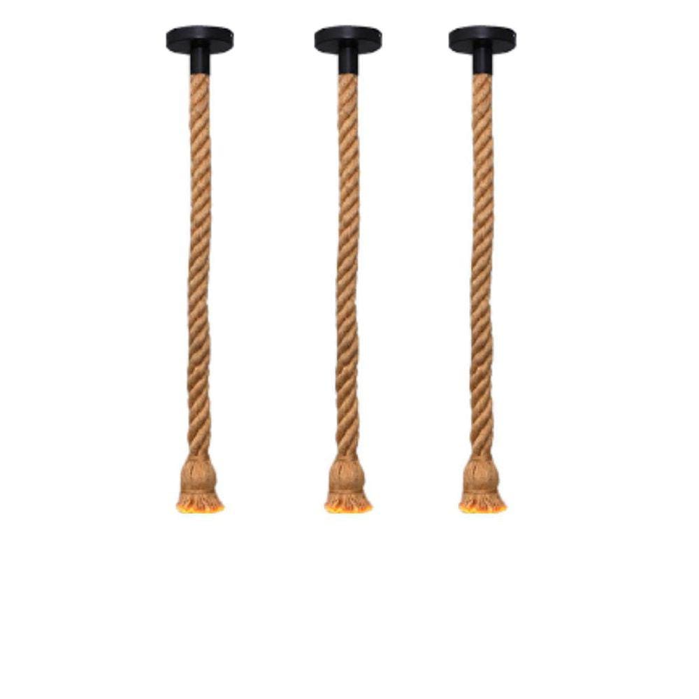 Kit 3 Pendentes Vintage Corda Sisal Retro Rústico Lustre