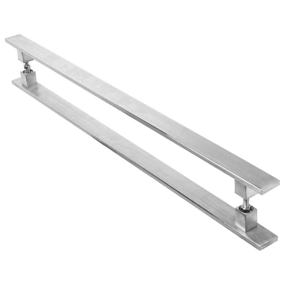 Puxador Inox Escovado Para Porta Pivotante Madeira 90Cm