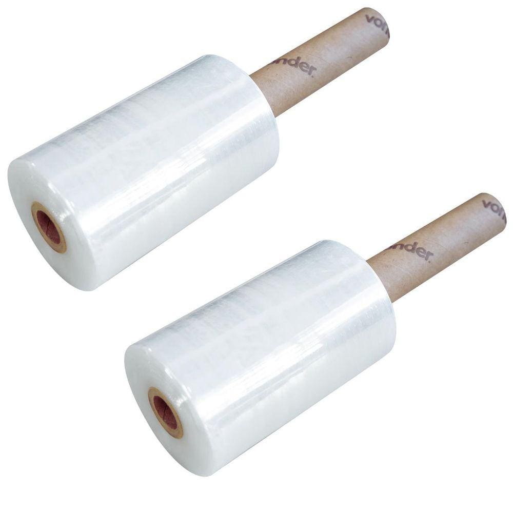 Kit 2 Filme Stretch Plastico Empacotamento Manual 150Mmx300M
