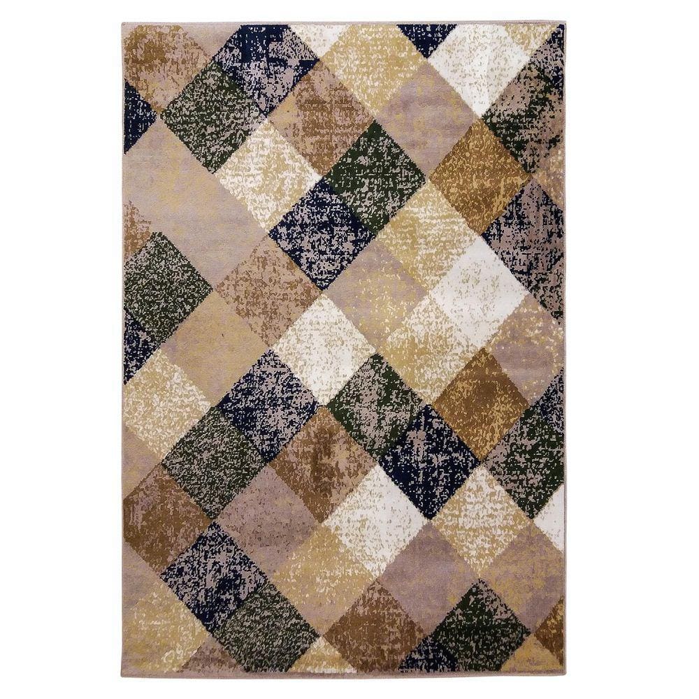 Tapete Sala Geo Azul Maragogi 150X200 Cm Lavavel Anti Acaro