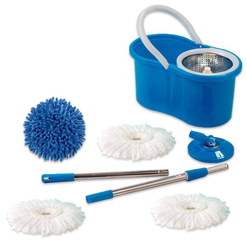 Mop 360 Cesto Inox 3 Refil Microfibra E 1 Refil Tira Pó