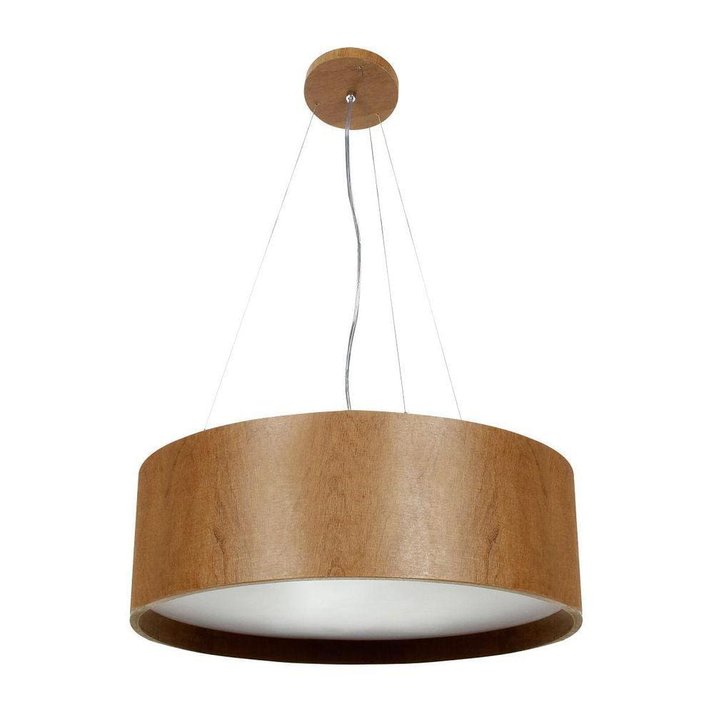 Lustre Pendente Madeira Redondo 25Cm