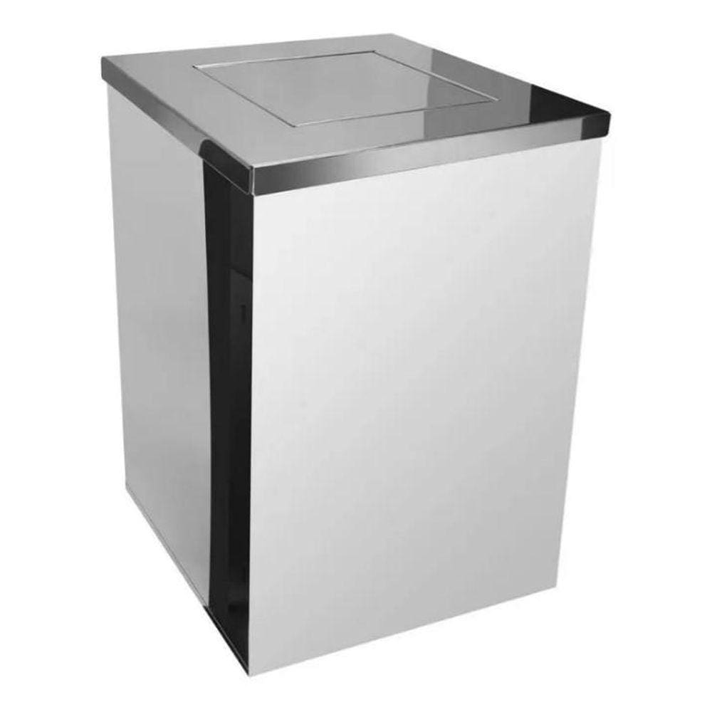 Q2430-B Lixeira Aco Inox Quadrada 24 X 30 15 Litros Aro