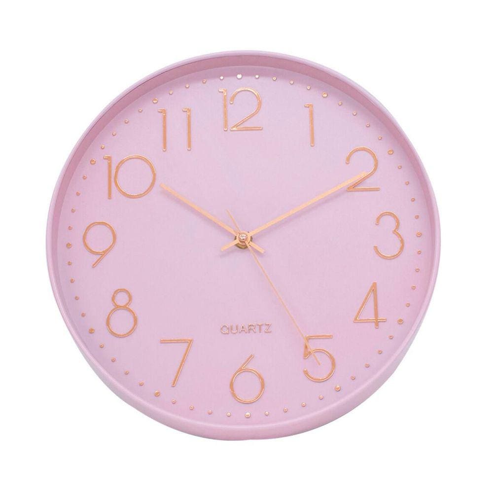 Relógio De Parede Rosa Com Números Em Cobre 30Cm