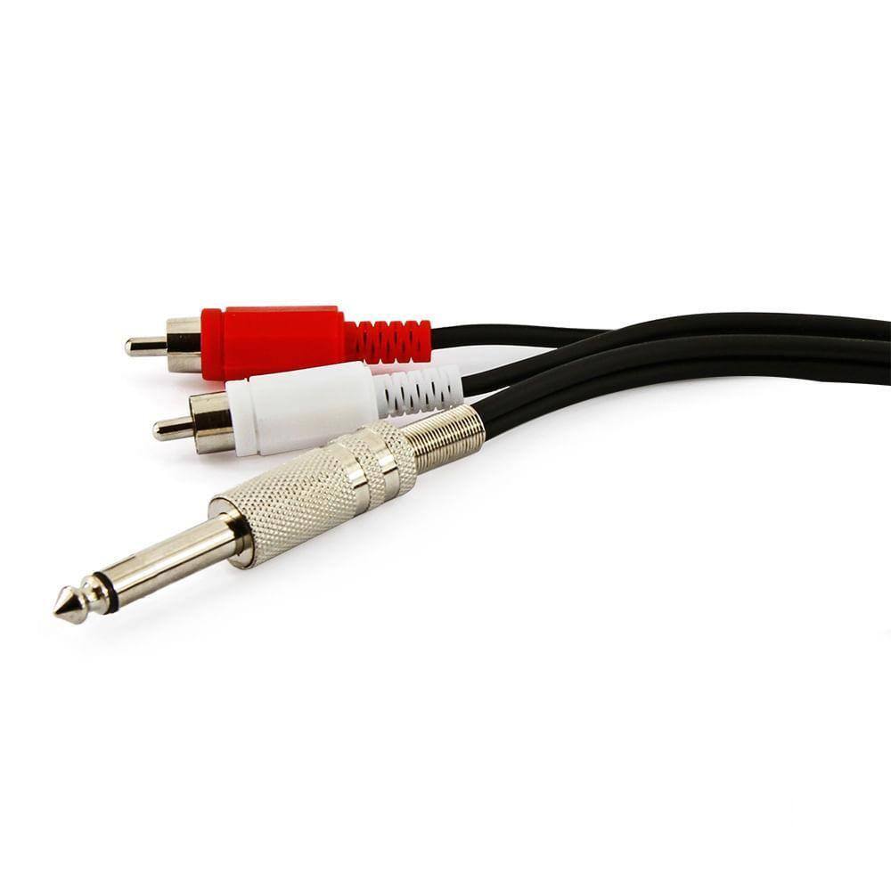 Cabo P10 Mono Para 2 Rca - 25 Metros