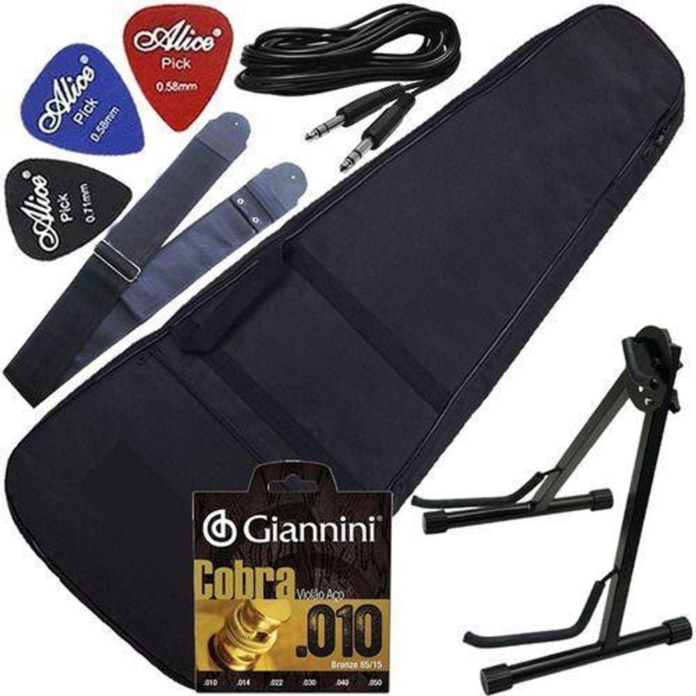 Kit Acessórios Violão Completo Capa + Suporte 4010 Carbon