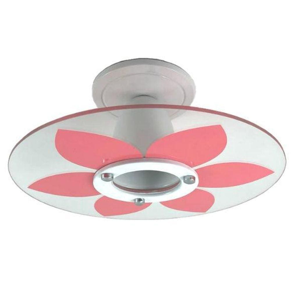Lustre Plafon Sobrepor De Teto Flor 1 Vidro Quarto Infantil