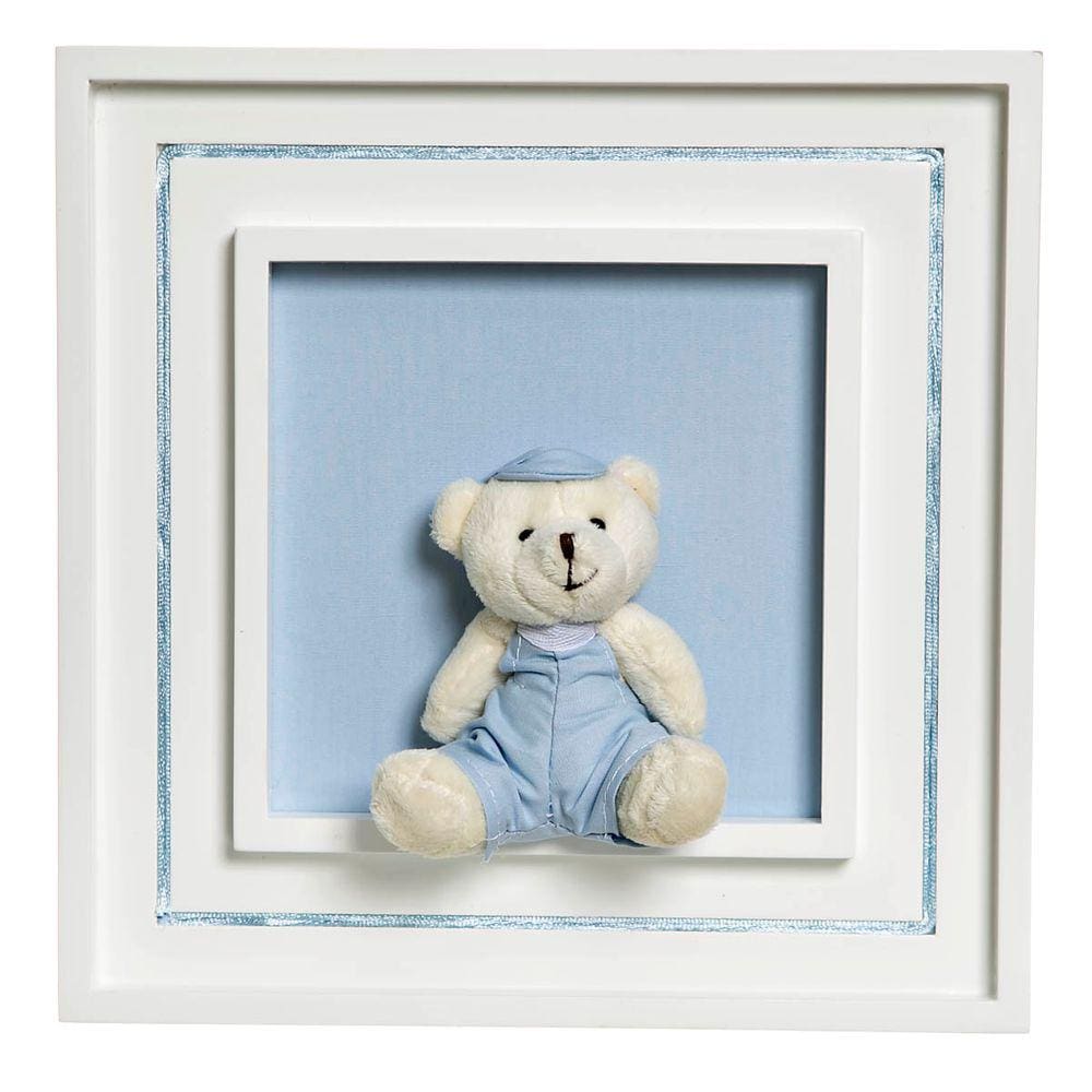 Quadro Príncipe Com Urso Boné Quarto Bebê Infantil Menino