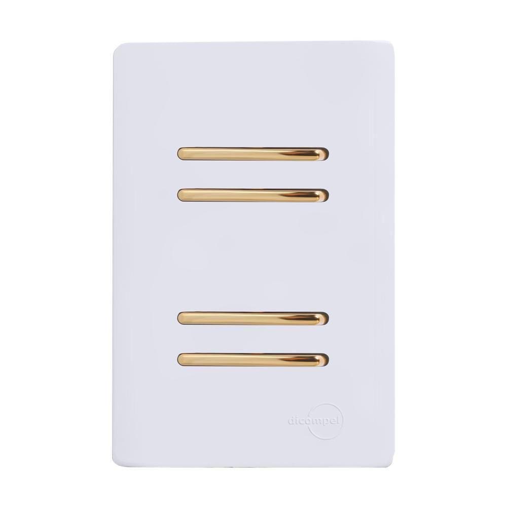 Interruptor 4 Teclas Simples Novara Branco Gold