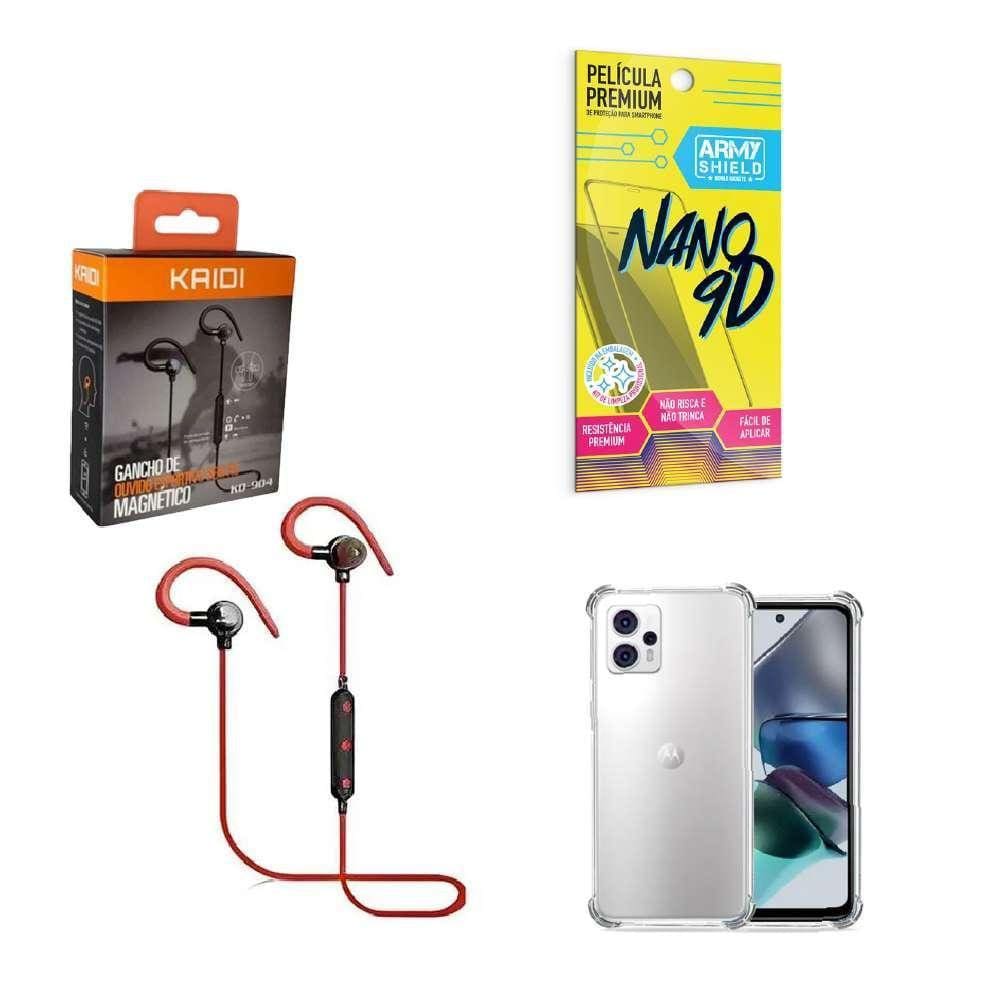 Kit Capinha Motorola G23 Fone Bluetooth E Película 9D