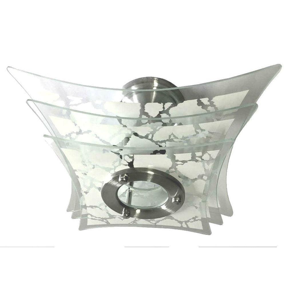 Luminária Plafon Estrelado 3 Vidros Branco Sala Quarto
