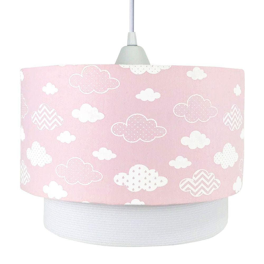 Lustre Tubular Duplo Nuvem Chevron Rosa Quarto Bebê Infantil