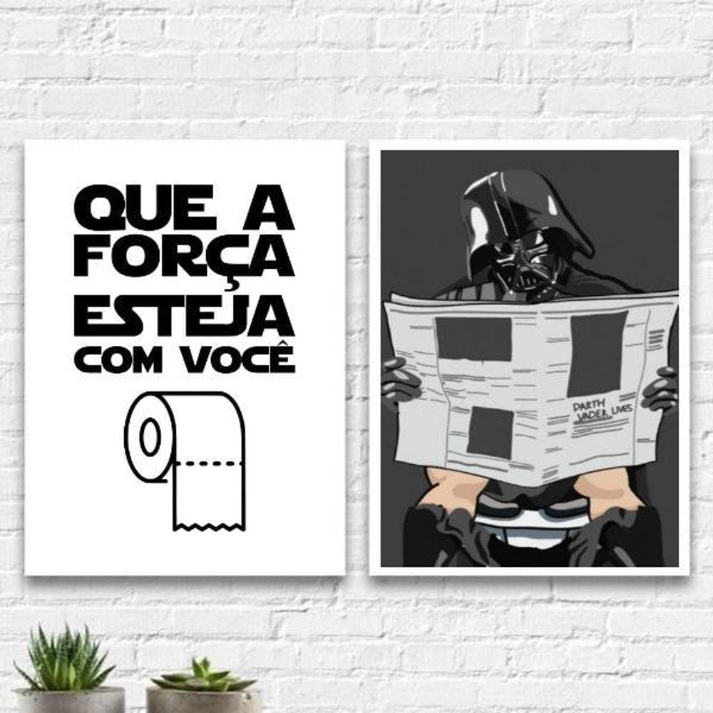 Kit 2 Quadros Banheiro Darth 33X24Cm