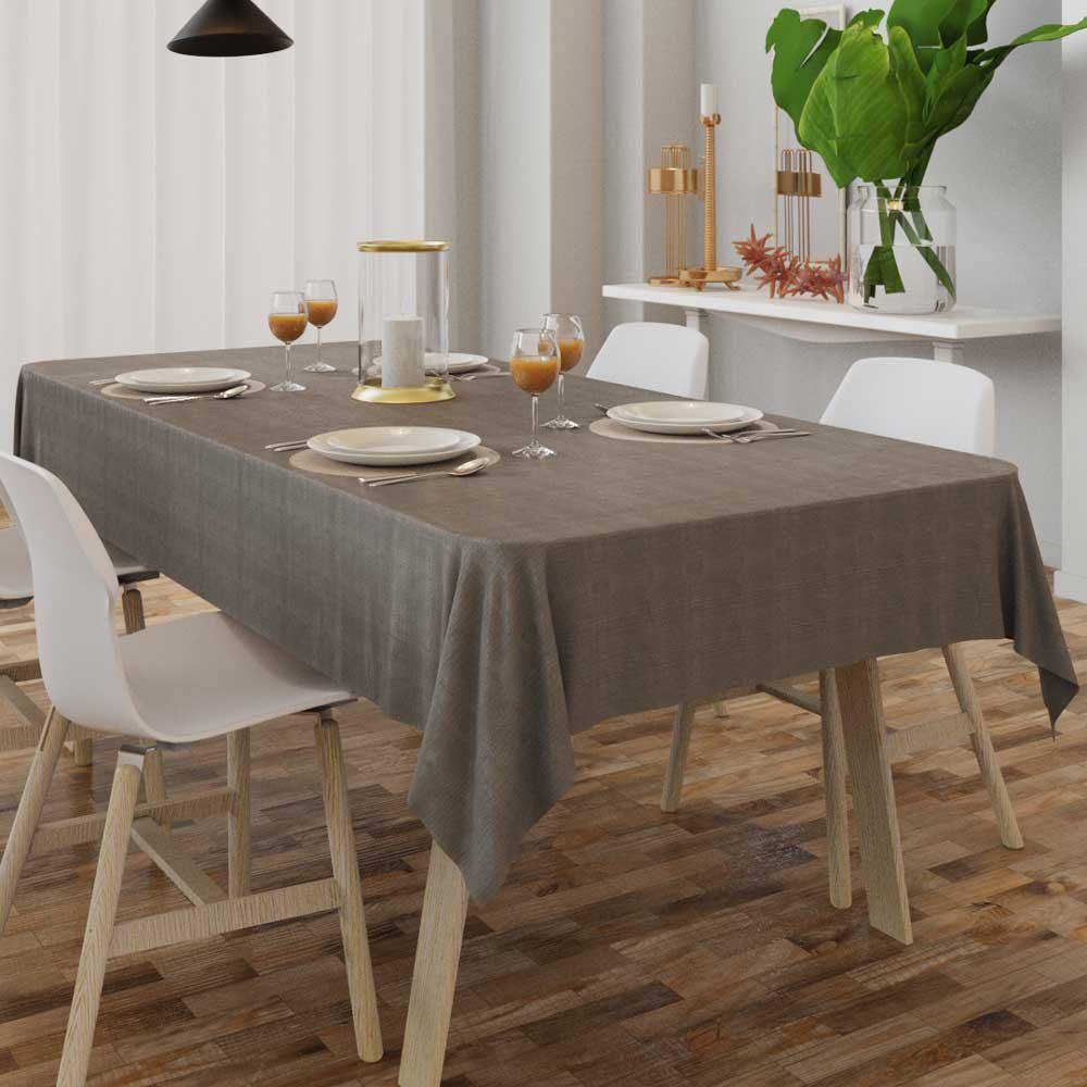 Toalha De Mesa Cinza Retangular 8 Lugares Rústica 1,60X2,50
