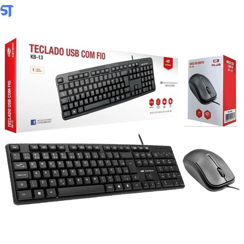 Kit Teclado E Mouse Usb Ms-35Bk+ Kb-15Bk C3Plus