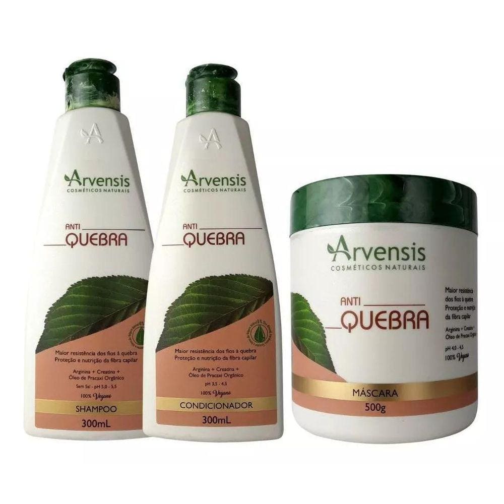 Kit Arvensis Antiquebra Shampoo Condicionador Máscara 500G